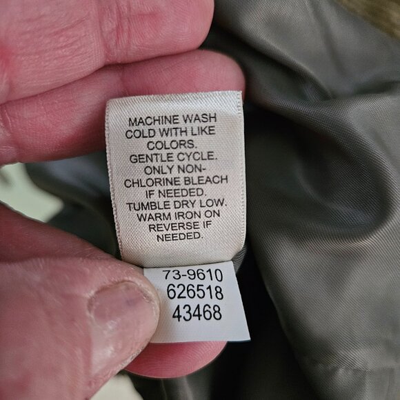 J Jill Coat Womens SM Green Corduroy Button Up Long Lined Jacket Chore Outdoor - Picture 5 of 10